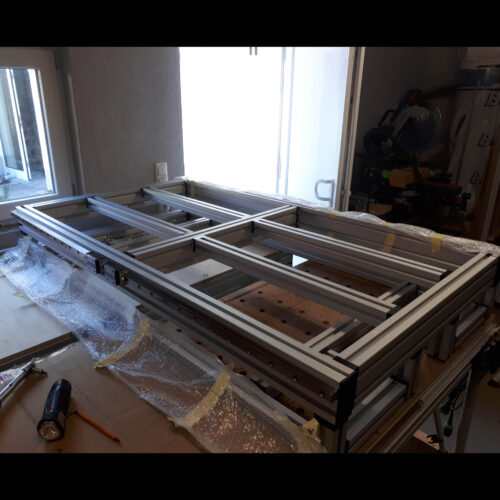 Basis-Gestell der selbstgebauten CNC-Portalfräse