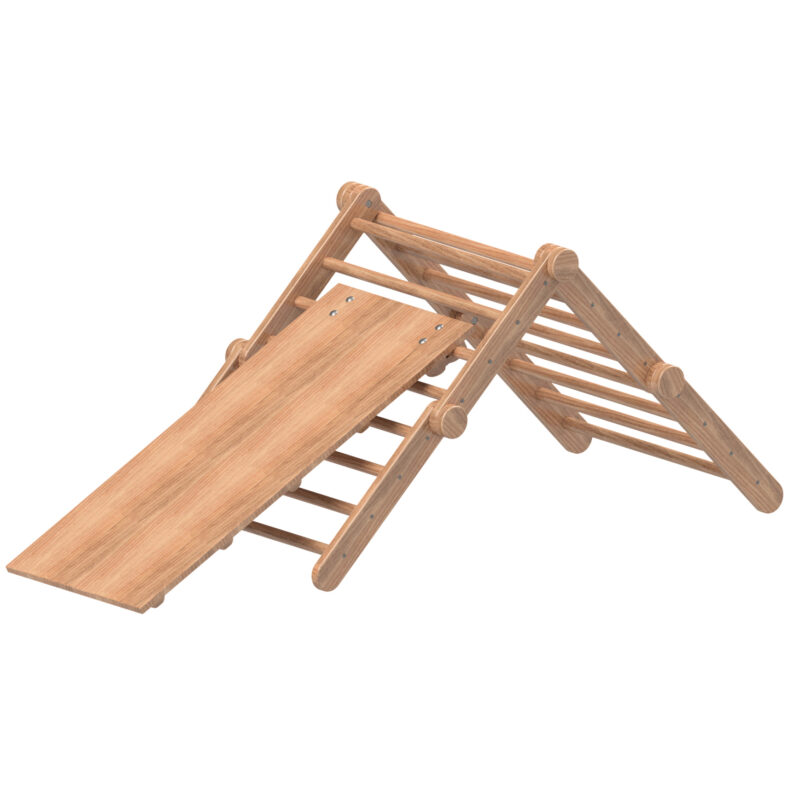 3D-Bild des Kletterdreieck mit montierter Rutsche