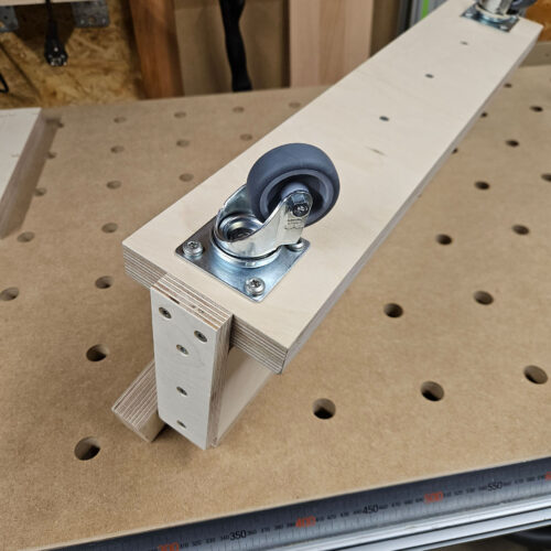 Rollen für die selbstgebaute Rollvorrichtung mit Unterbau für den Festool MFT 3