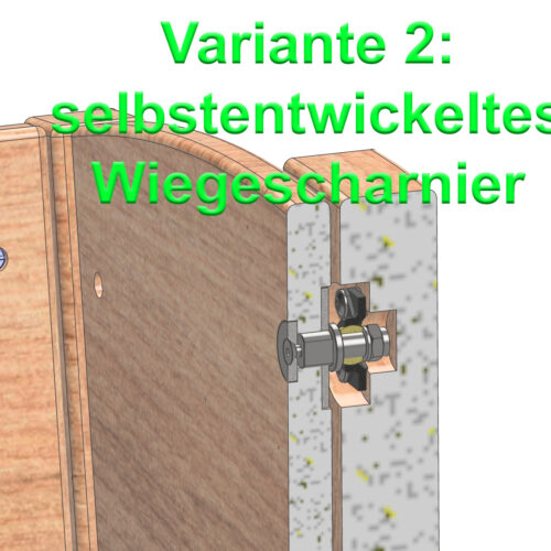 3D-Schnittansicht des selbst entwickeltem Wiegescharniers