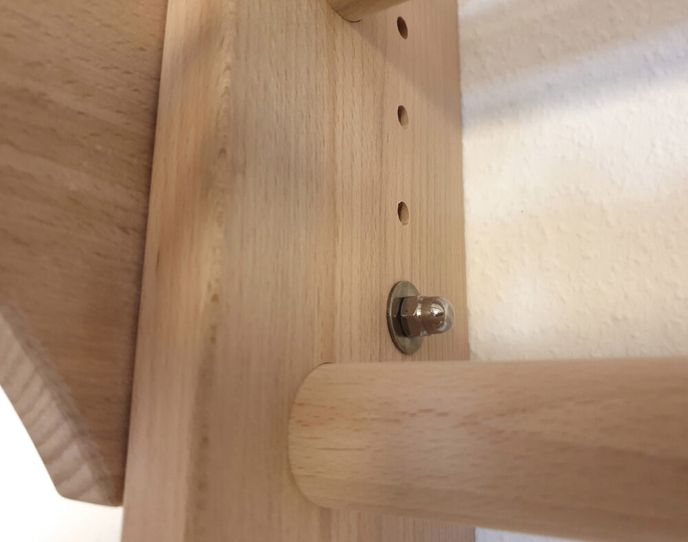 Befestigung des Ausleger an der selbstgebauten Sprossenwand