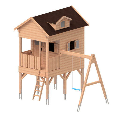 gerendertes 3D-Bild des selbstgebauten Stelzenhaus