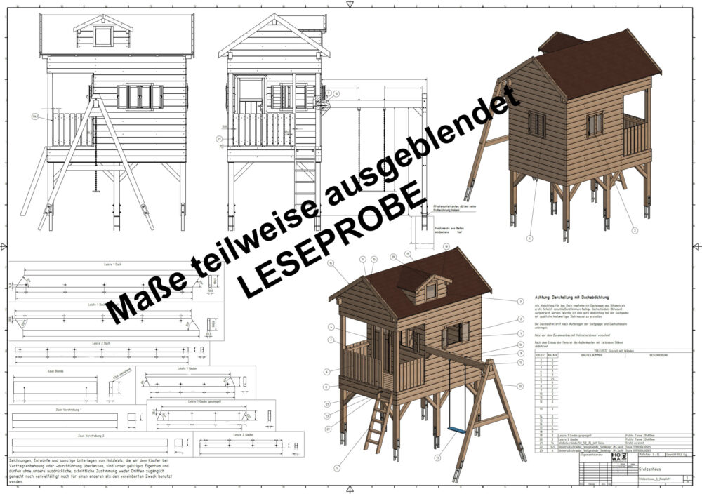 Auszug aus dem Bauplan für ein selbstgebautes Stelzenhaus