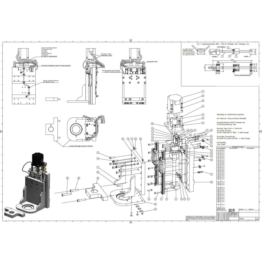 Beispiel Zeichnung aus dem Bauplan der selbstgebauten CNC-Portalfräse